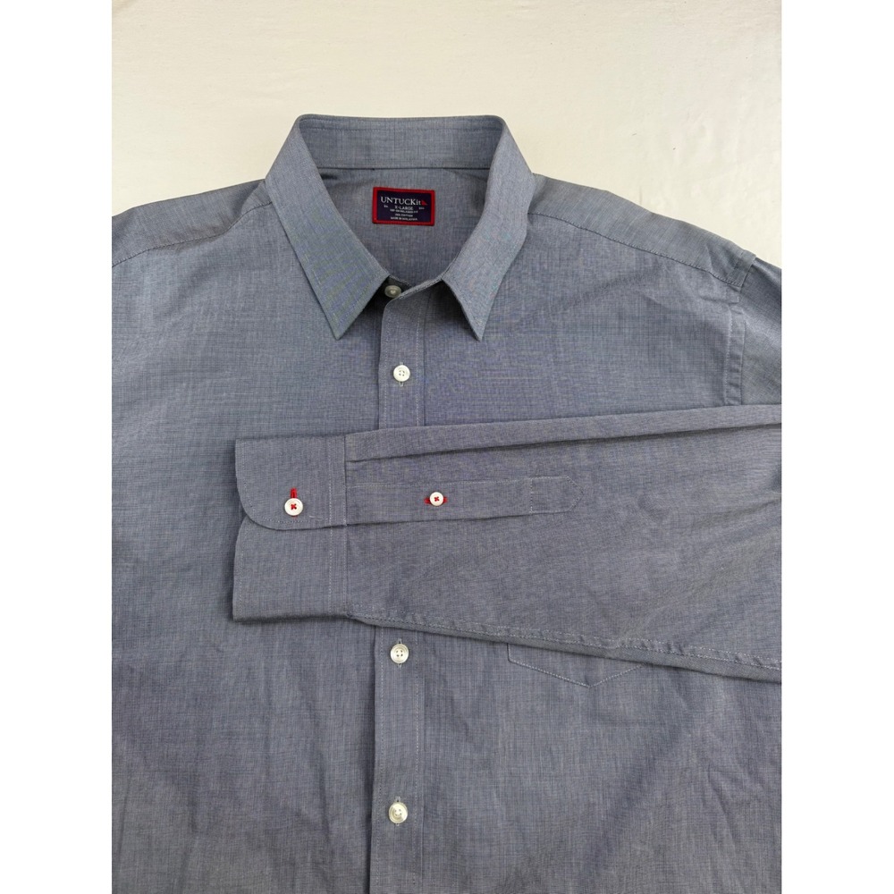 UNTUCKit Pio-Cesare Wrinkle-Free Mens XL Relaxed Fit Navy Button Down Shirt